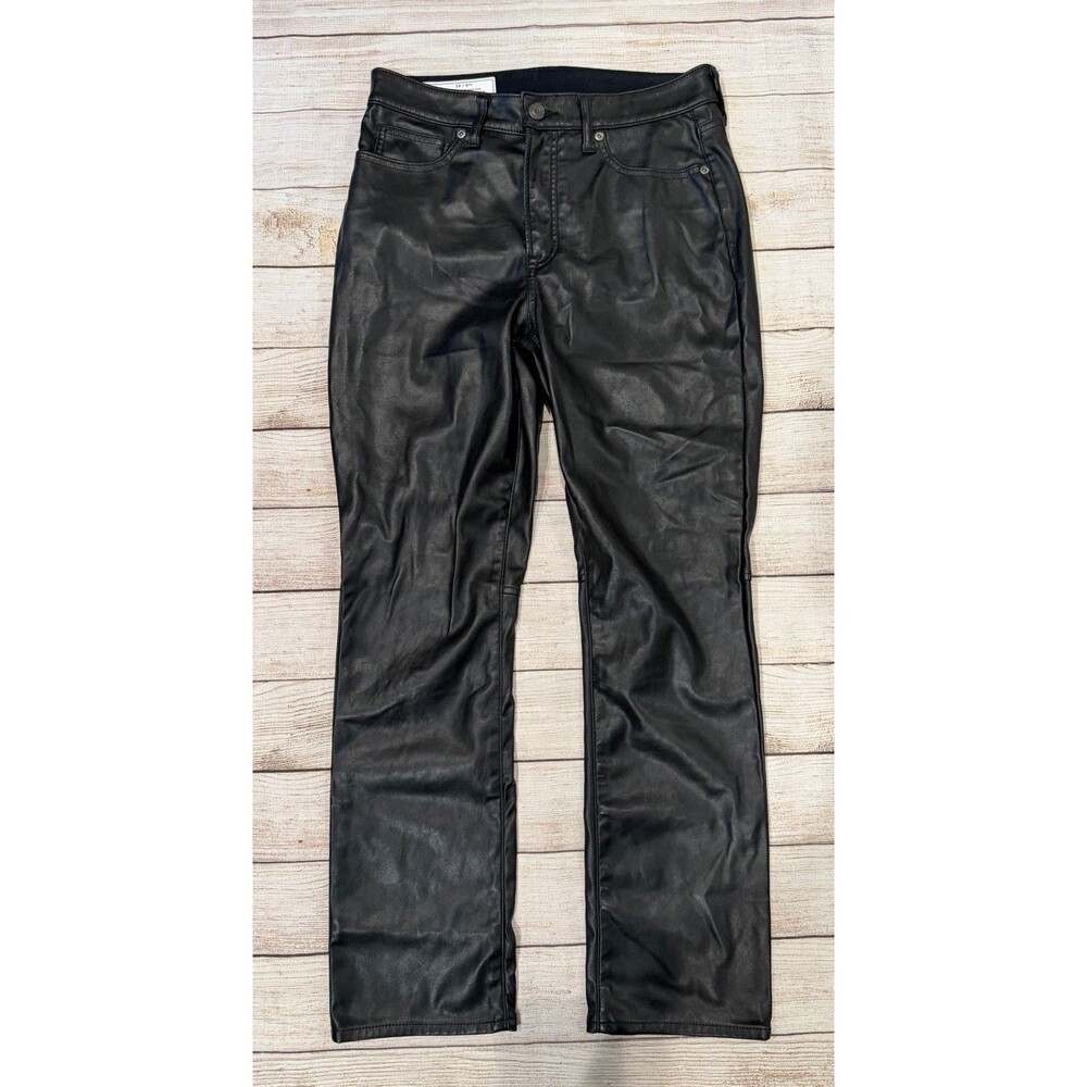 GAP High Rise Faux-Leather Vintage Slim Jeans in Black Leather Look Size 29/8